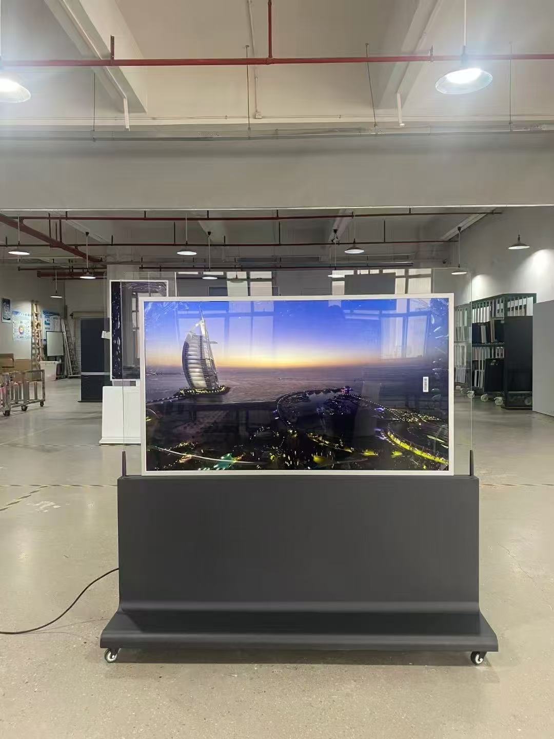 ကြမ်းပြင်နှစ်ခုရပ်နေသော dual-scual 55 လက်မ LCD ရှုခင်းပြသမှု kiosk